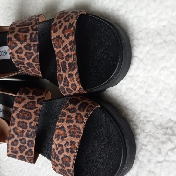 Steve Madden Haidar Block Platform Heels Sandals Size 8 Cheetah Print Y2K - Picture 3 of 9